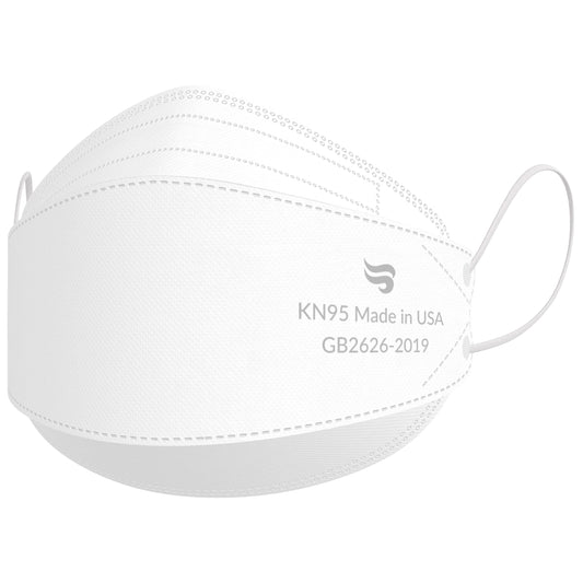 Breatheze by Sanctuary KN95 Face Masks Made in USA - 3D Style - White 200-pack