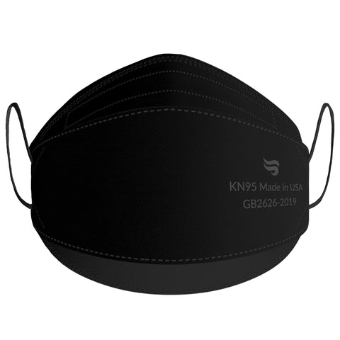 Breatheze by Sanctuary KN95 Face Masks Made in USA - 3D Style - Black 50-Pack